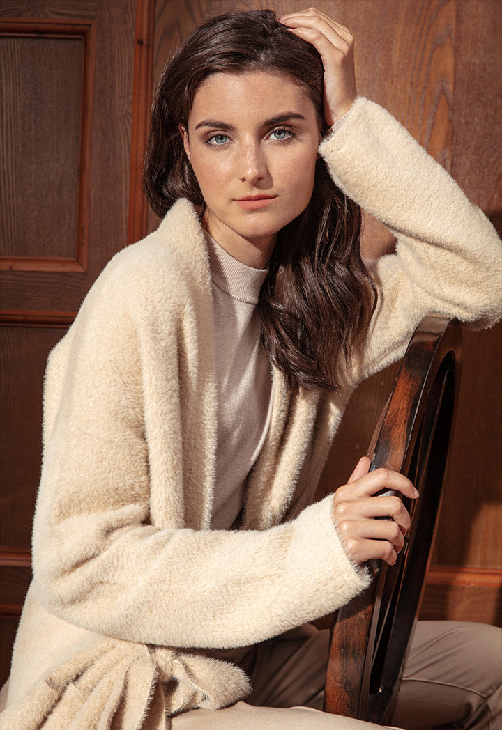 Faux Fur Long Knitted Outerwear