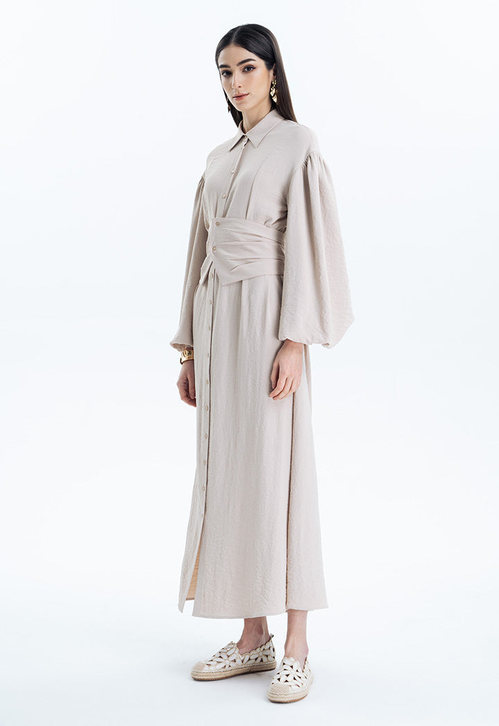 Maxi Shirt Dress With Wide Belt