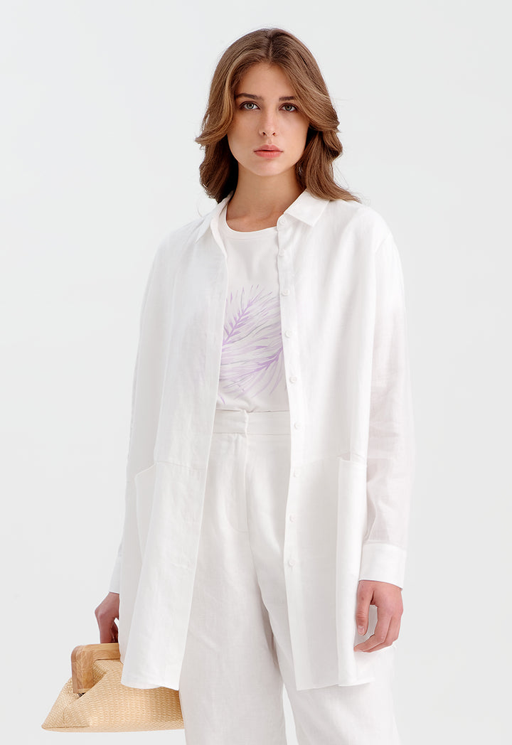 Solid Oversize Shirt With Pockets