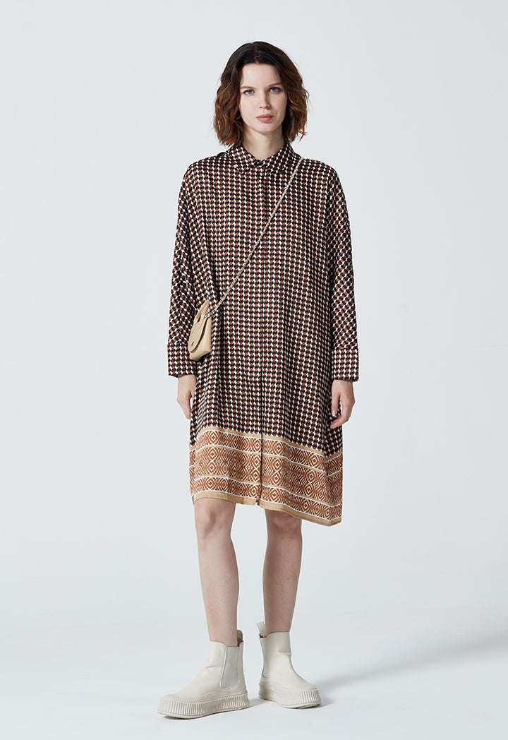 All Over Printed Bordered Hem Dress