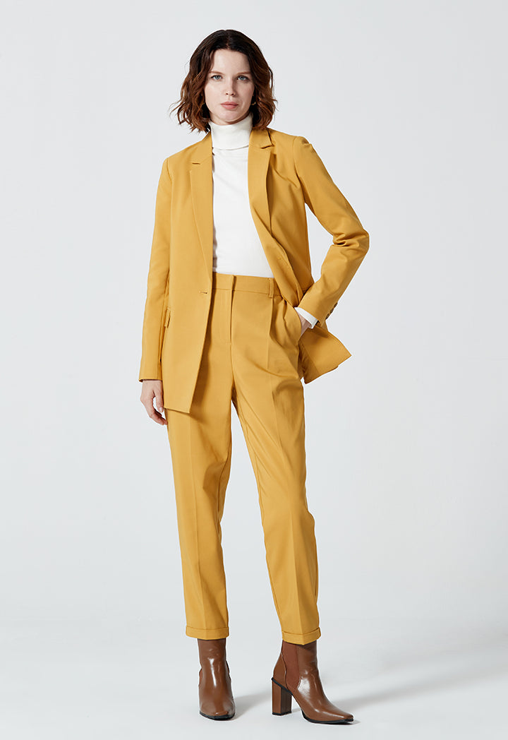Folded Hem Solid Pegged Trouser