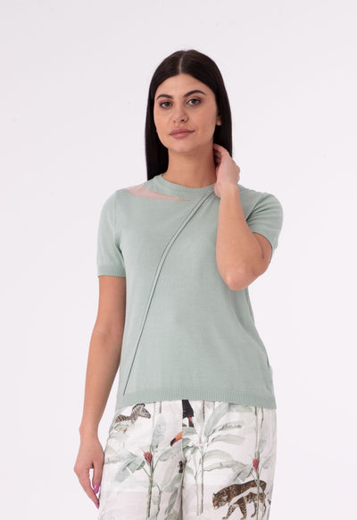 Cut Out Neck Knitted Solid Top