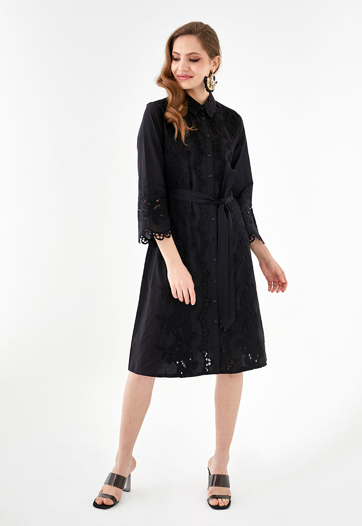 Schiffli Pattern Shirt Dress