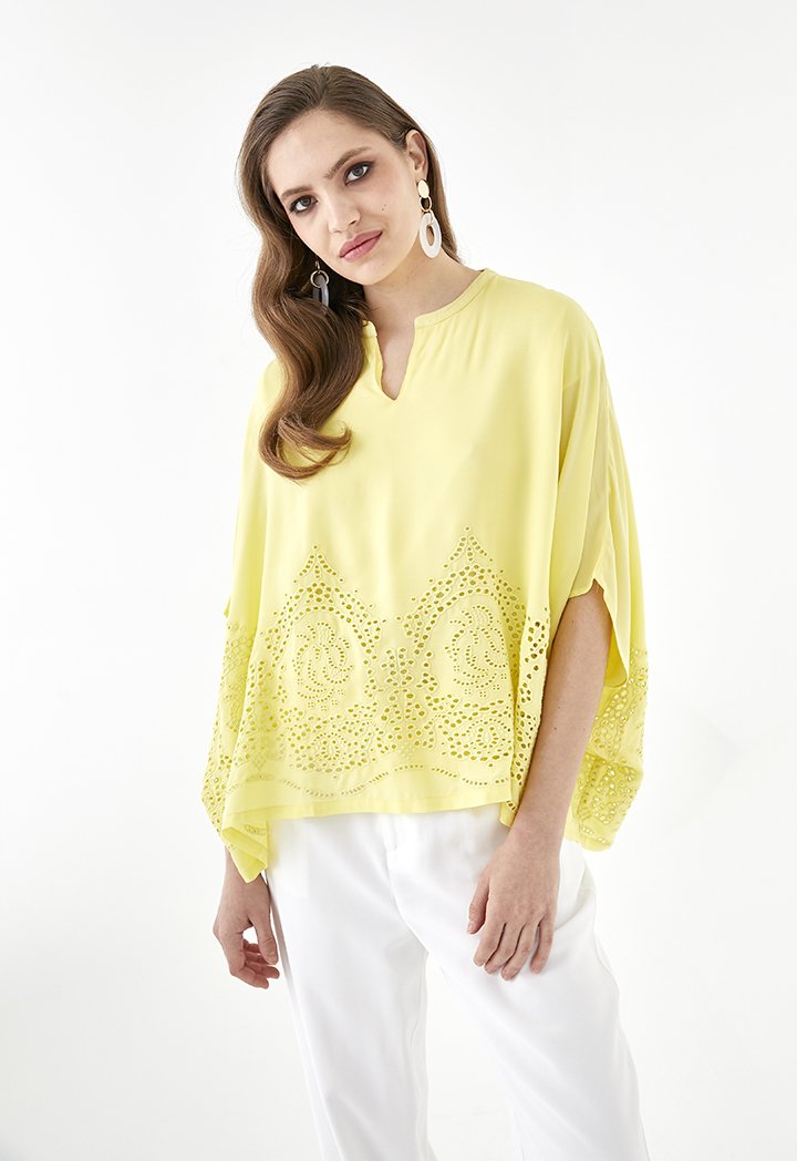 Oversized Schiffli Pattern Blouse