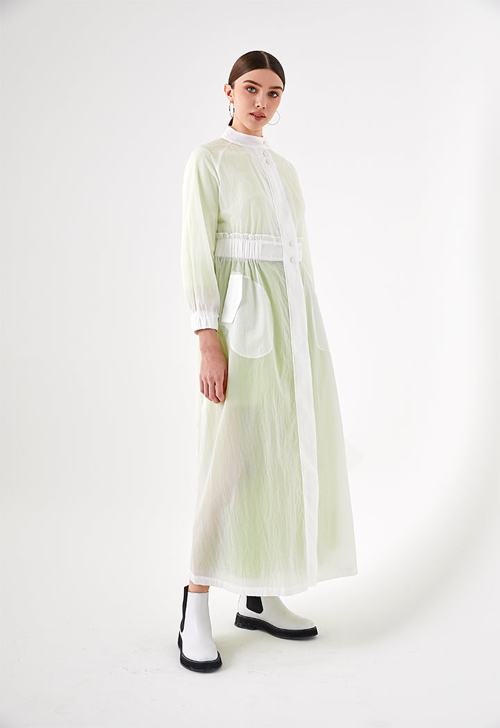 White Crinkle Long Outerwear