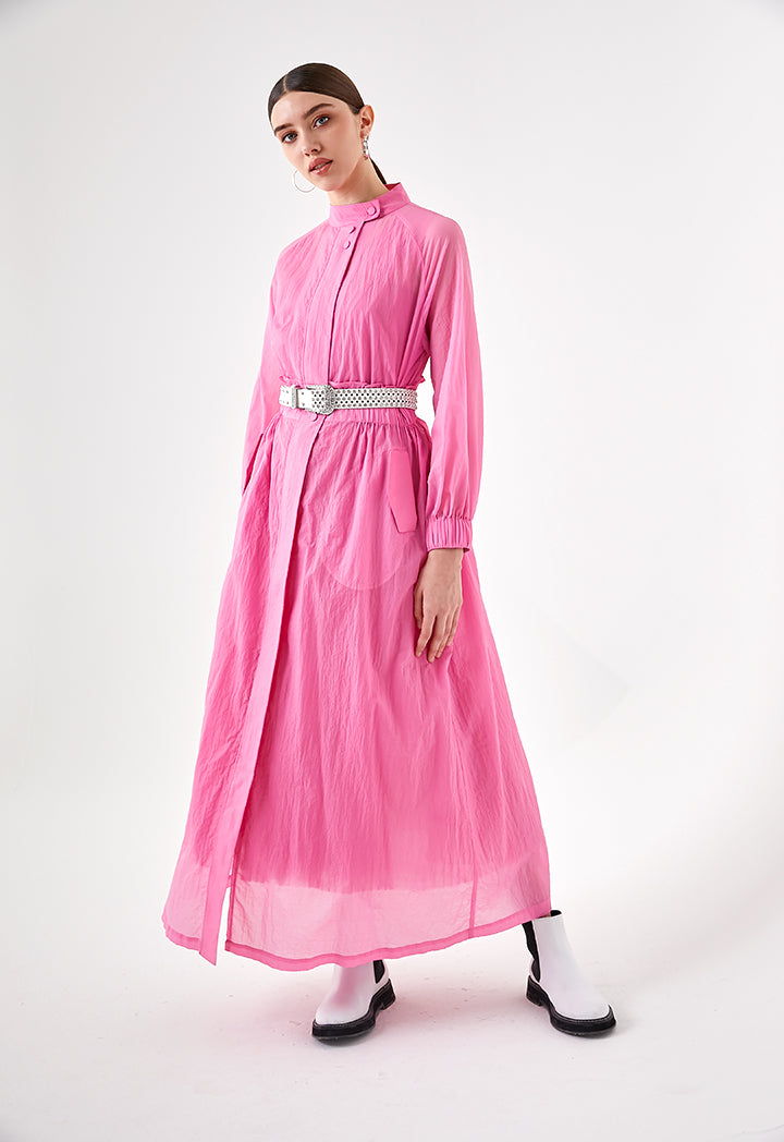 Pink Crinkle Long Outerwear