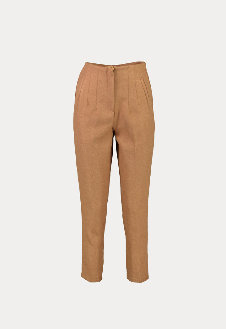 Solid Pleated Casual Trouser