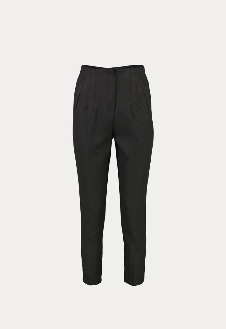 Solid Pleated Casual Trouser