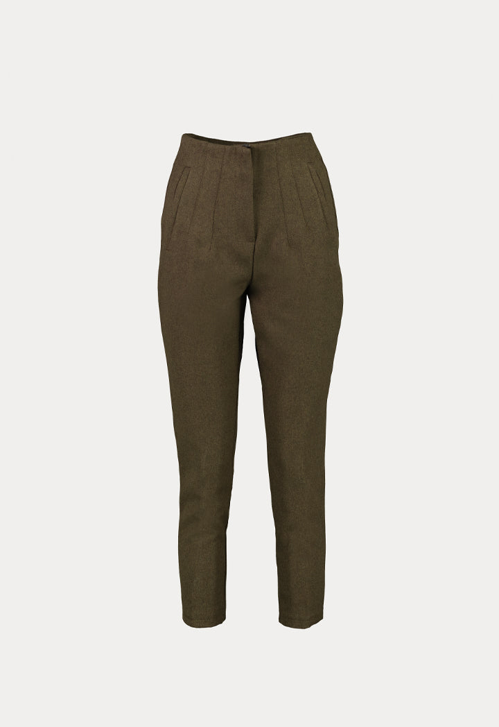 Solid Pleated Casual Trouser