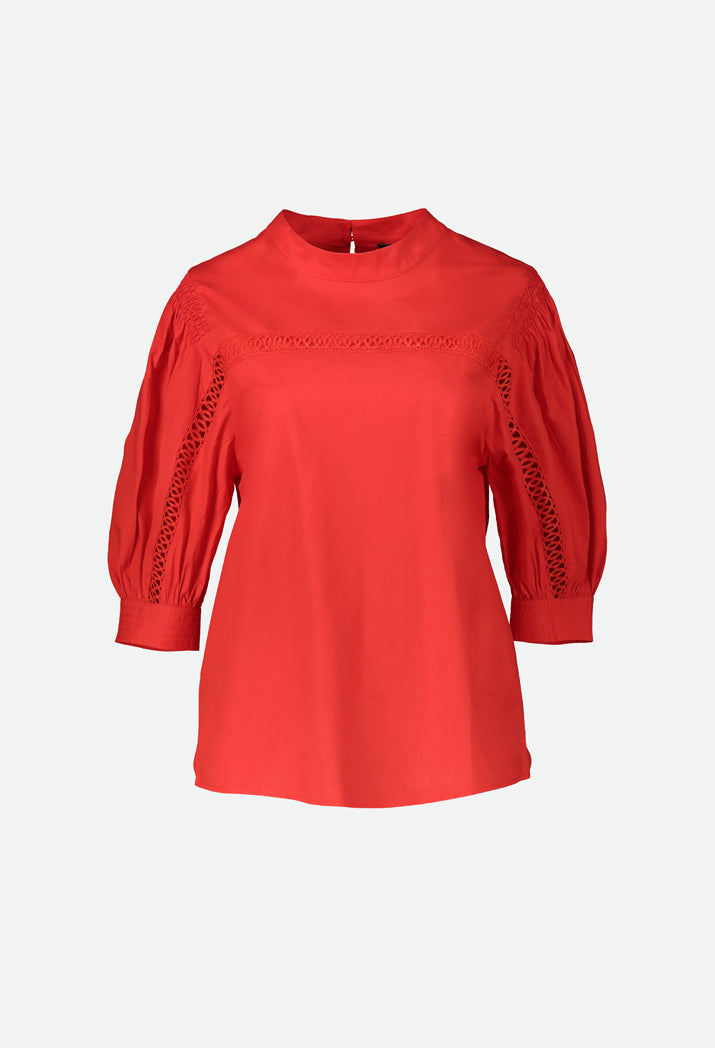 Balloon Sleeves Red Blouse