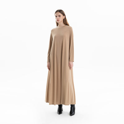 Solid Crew Neck Maxi Dress