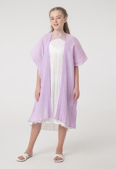 Seersucker Stripes Kimono And Dress Sets