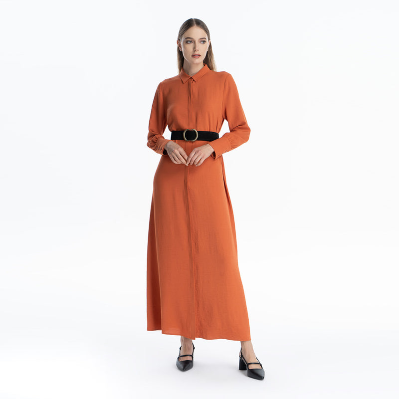 Collared Solid Maxi Dress