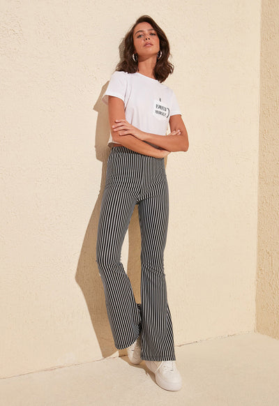 High Waist Striped Trouser