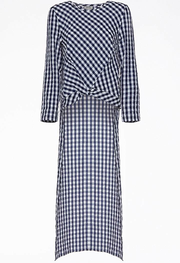 Blue Checks Cape Blouse - Fresqa