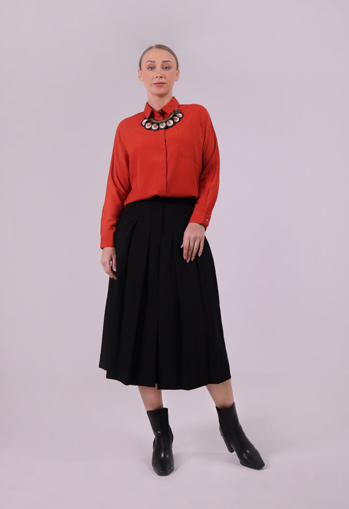 Pleated Short Solid Culottes