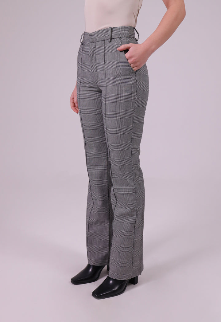 Pin Tuck Straight Fit Houndstooth Pants