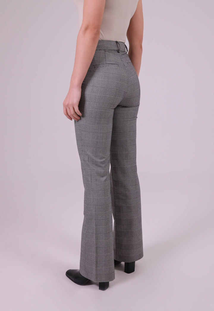 Pin Tuck Straight Fit Houndstooth Pants