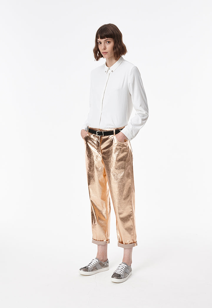 Metallic Coated Pants - Fresqa