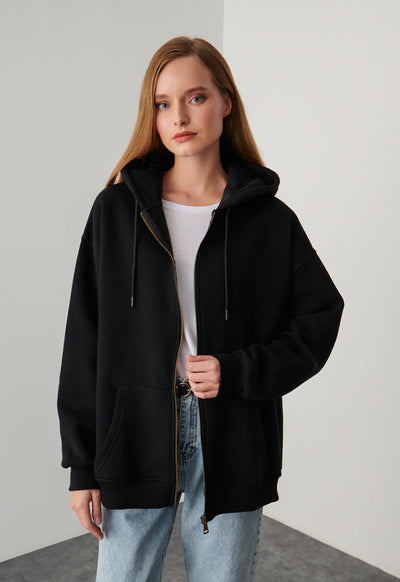 Soft Solid Bomber Jacket With Long Sleeves