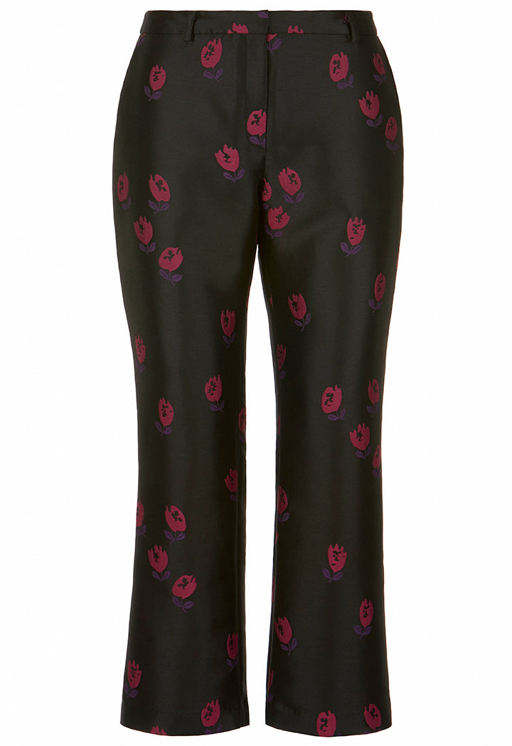 Floral Jacquard Trousers - Fresqa