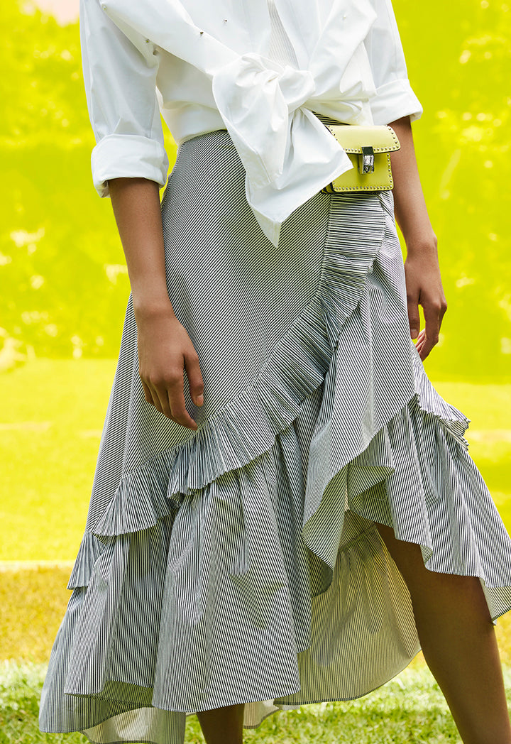 Stripe Ruffle Skirt - Fresqa