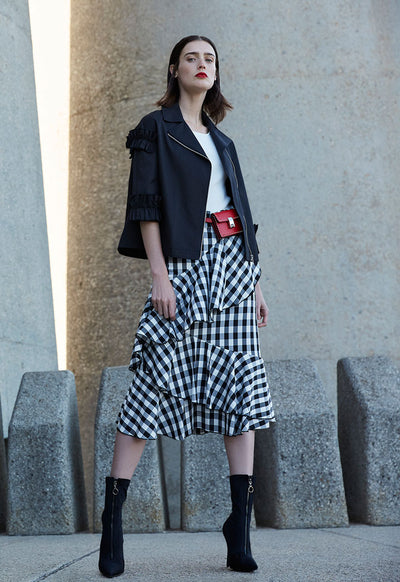 Checkered Ruffle Skirt - Fresqa