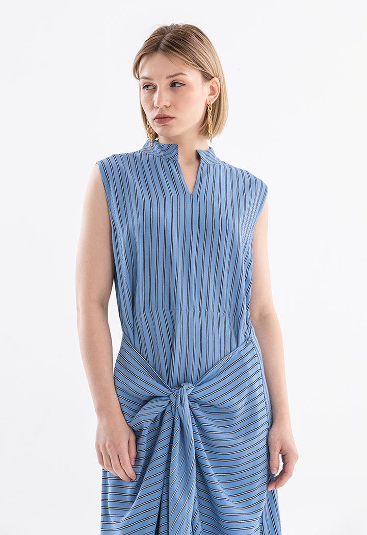 Blue Vertical Stripe Dress