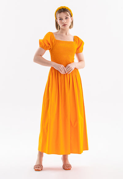 Oval Sleeves Maxi Dress