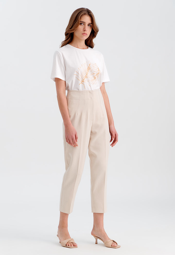 Solid Trouser With Pleats At Waist