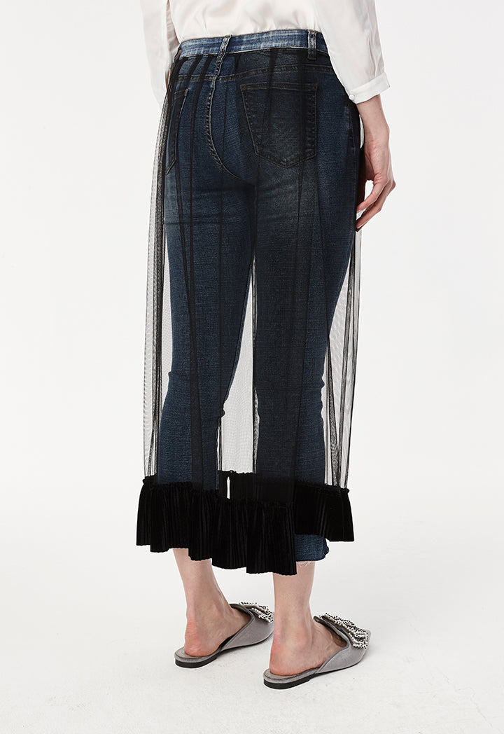 Jeans With Net Overlay