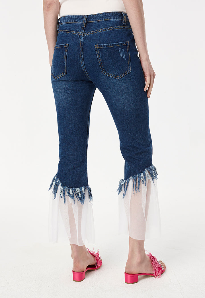 Net Hem Tassel Jeans