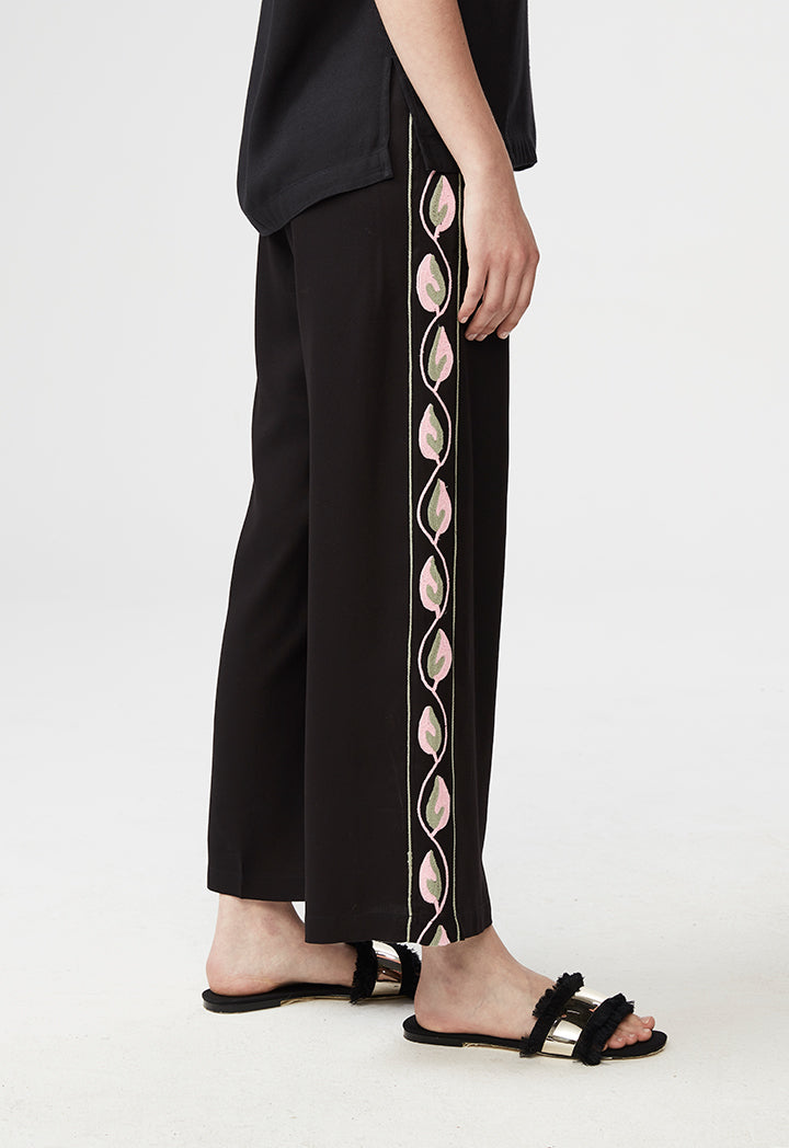 Paisley Embroidered Side Pants