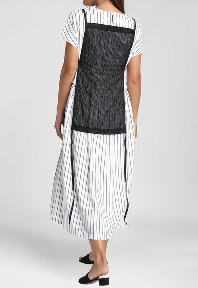 Striped Dress With Ribbed Overlay