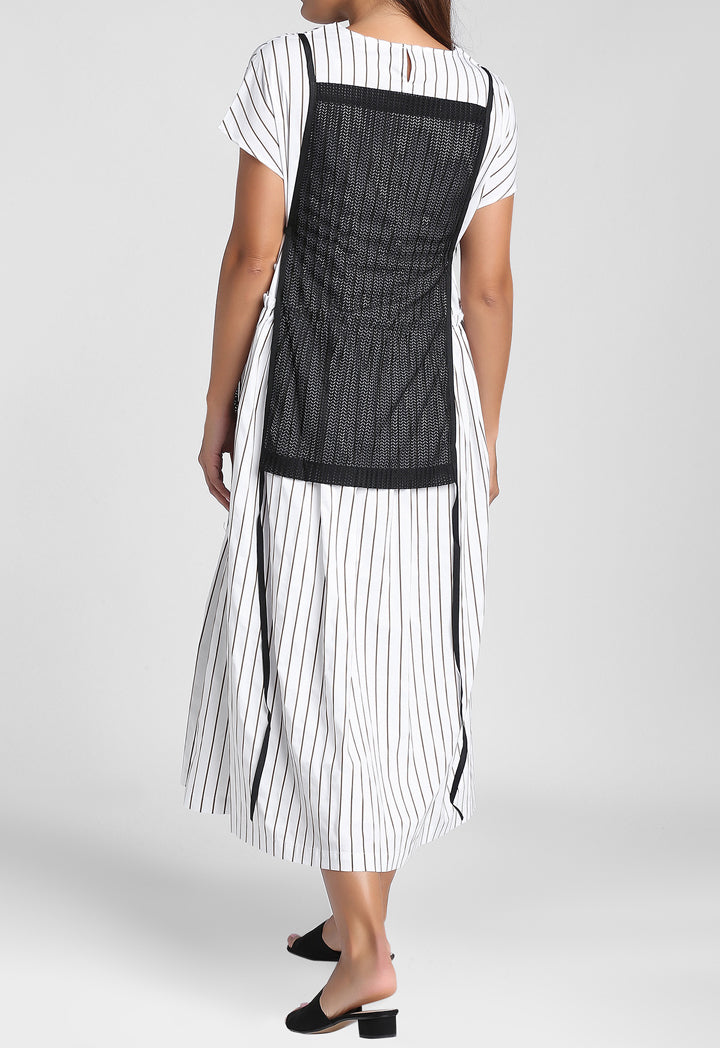 Striped Dress With Ribbed Overlay
