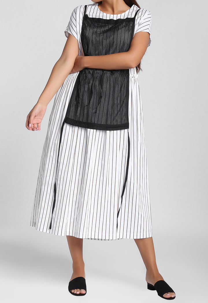 Striped Dress With Ribbed Overlay