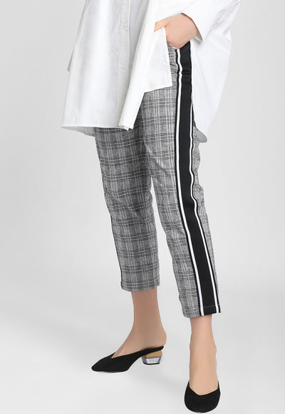 Side Striped Checkered Pants