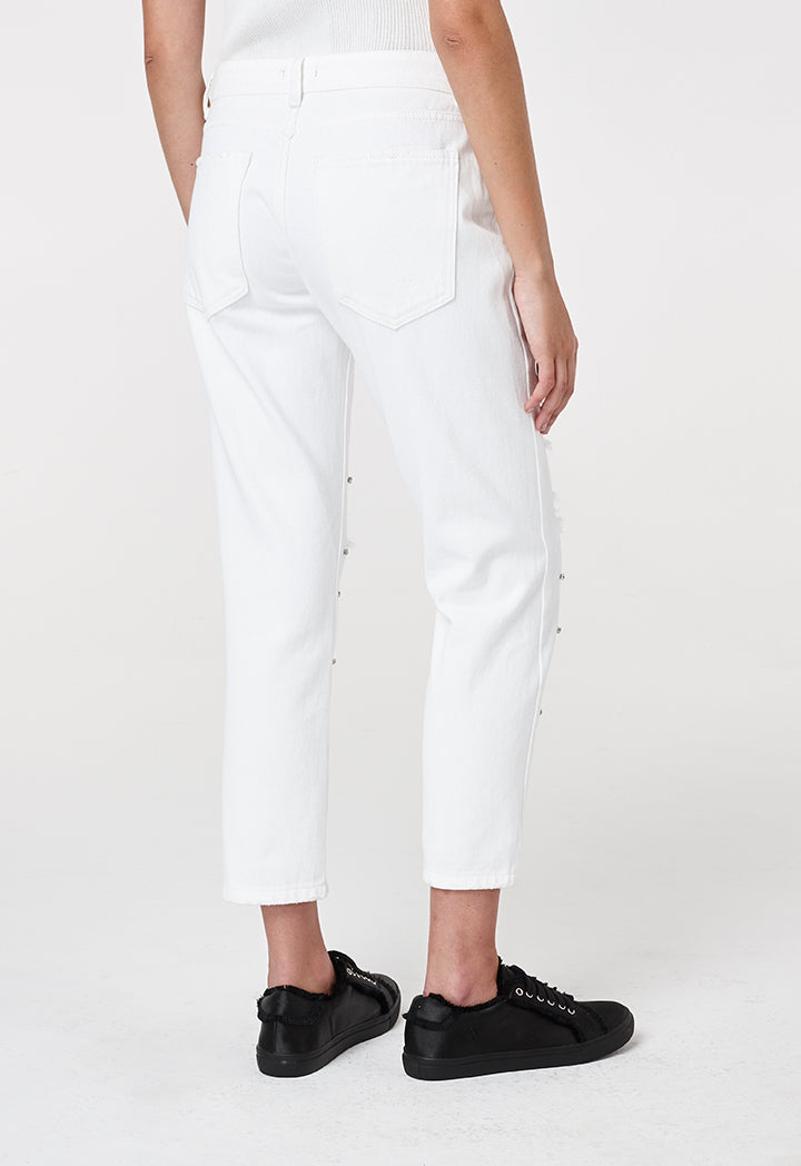 Embellished Ripped Jeans - Fresqa