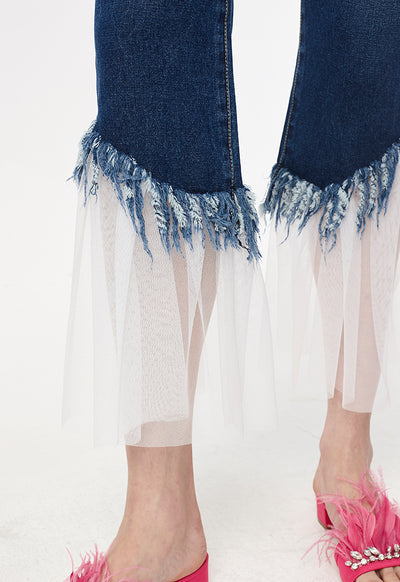 Net Hem Tassel Jeans