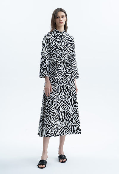 Zebra Printed Midi Dress