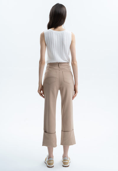 Wide Folded Solid Pants