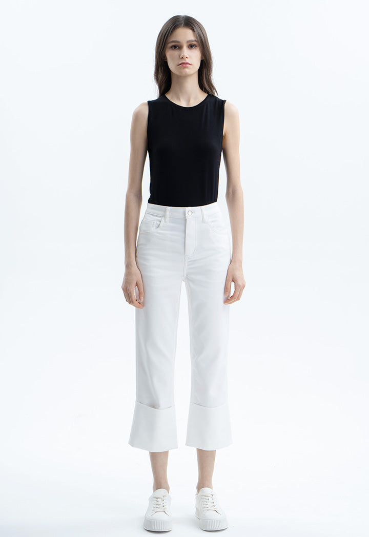 Wide Folded Solid Pants
