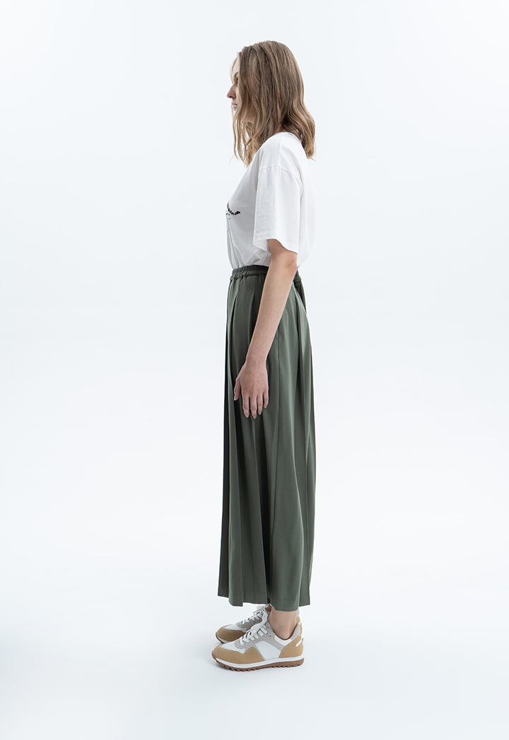 Wide Hem Fold Solid Trouser