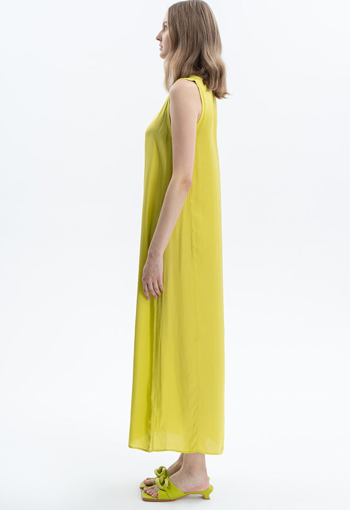 Solid A-line Maxi Sleeveless Dress