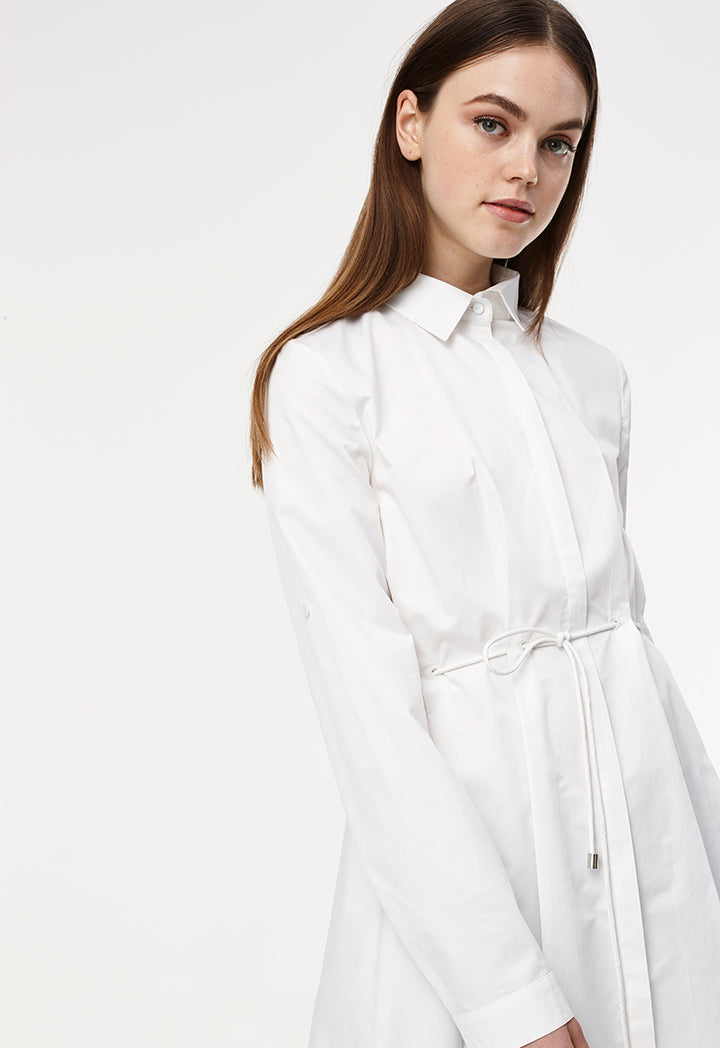 White Pleated Hem Shirt