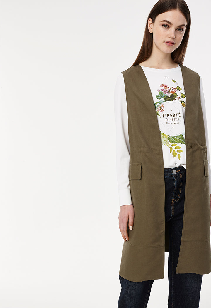 Long Basic Pocketed Gilet