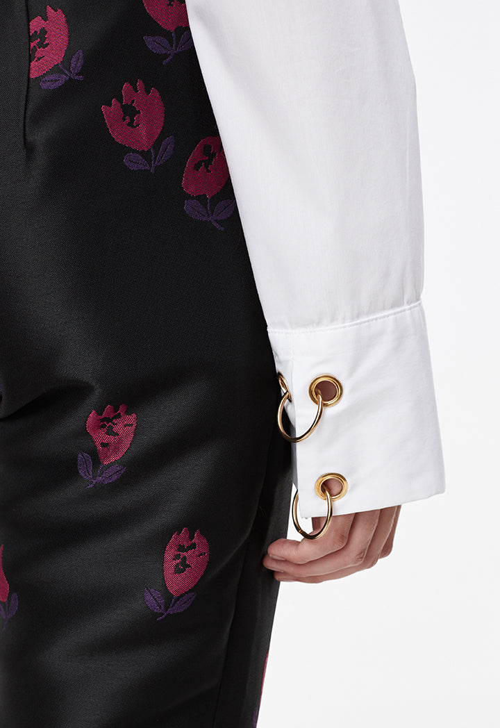 Floral Jacquard Trousers - Fresqa