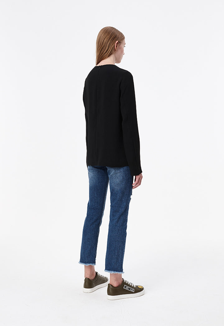 Embroidered Patch Blouse - Fresqa