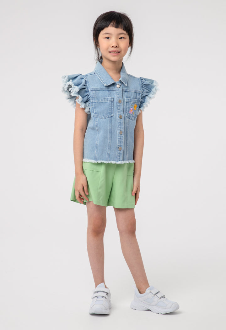 Girls Solid Belted Shorts