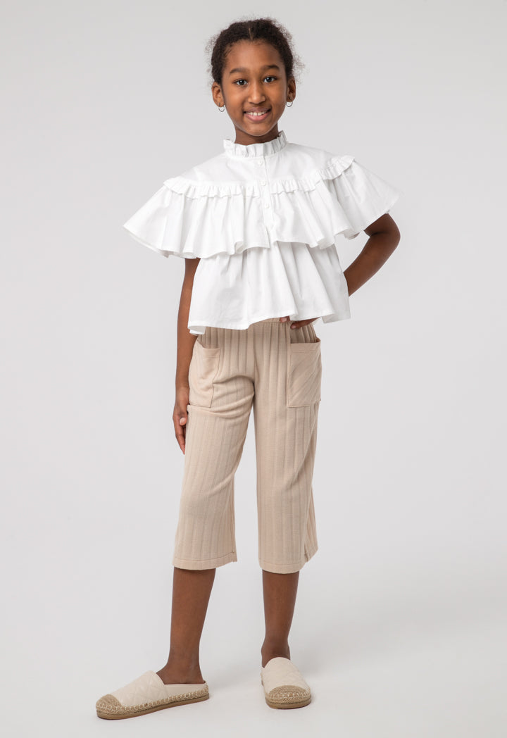 Knitted Wide Leg Trouser With Deep Rib